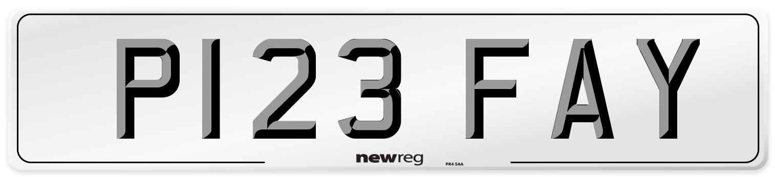 P123 FAY Number Plate from New Reg